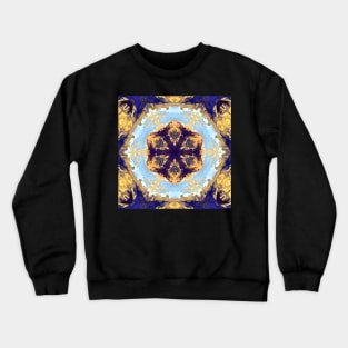 Blue and Gold Smoke Kaleidoscope Pattern Crewneck Sweatshirt